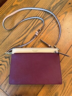 Kate Spade New York Cameron Crossbody Bag with Adjustable Strap Ivory/Burgundy